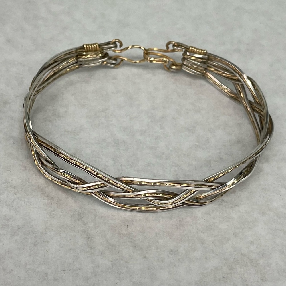 Jewelry, by Randy Elegant Sterling Silver and 14kGold Braided wire Bracelet